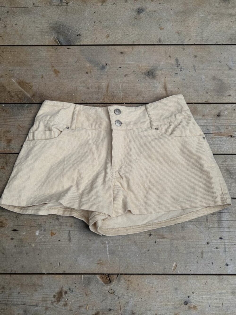 Forever 21 Beige Corduroy Shorts Size M Casual Style With Back Pockets